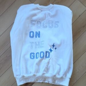 Altar'd State White and Blue Graphic Sweatshirt